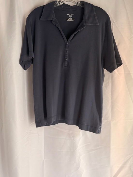 Kate Hill Tops - Kate Hill Women's Dark Grayish-Blue Polo with Button Placket Top